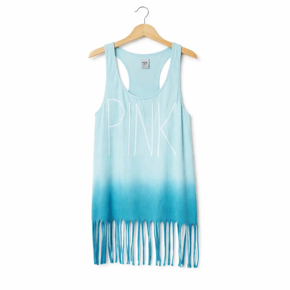 VICTORIA'S SECRET  PINK | Blue Ombre  Fringe Sleeveless Top- XL